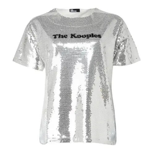 The Kooples Silver sequined t-shirt, Size Large NWT short sleeve crew neck