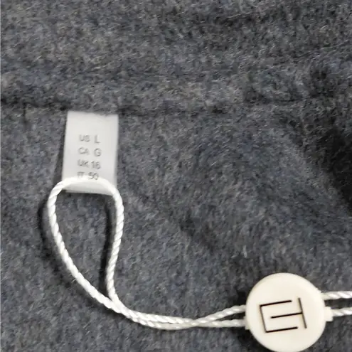 Elie Tahari $475 NWT Womens Wool Blend Wrap Coat Size Large Gray Plaid Belted