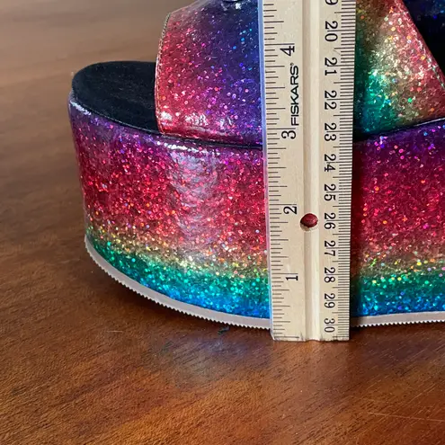 Shane Justin Rainbow Glitter Platform Sandals Shoes Euro Size 35 / US Size 5