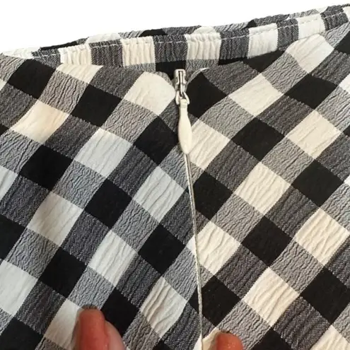 Rumer Black & White Checked Plaid High Front Slit Bisou Maxi Skirt Women Sz S