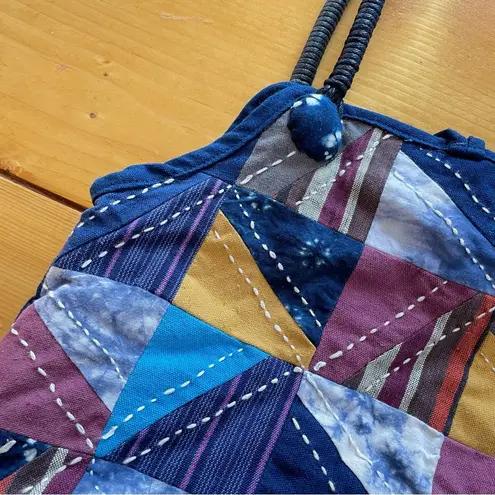 Handmade Japanese Patchwork Tote Bag 100% Cotton Navy Blue
