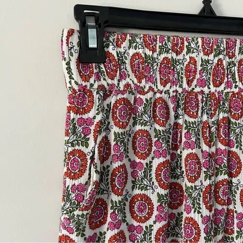 Boden USA Boden Crinkle Wide Leg High Rise Trouser Pant Pink Green 4