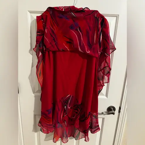 Phool Vintage 2 Piece Maxi Skirt Top Bohemian Ruffle Lined Red Purple Black XL