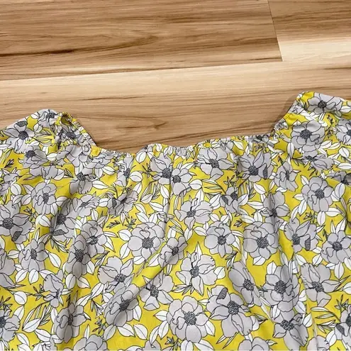 Miss Selfridge Floral Yellow and Grey Off the Shoulder Top Women’s 4