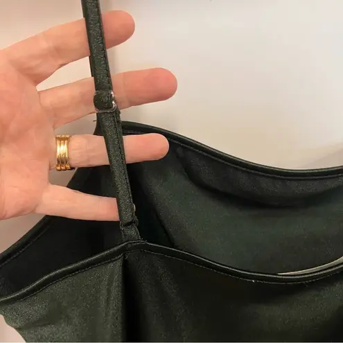 Hiatus midi emerald green satin slip dress w/adjustable spaghetti straps size M