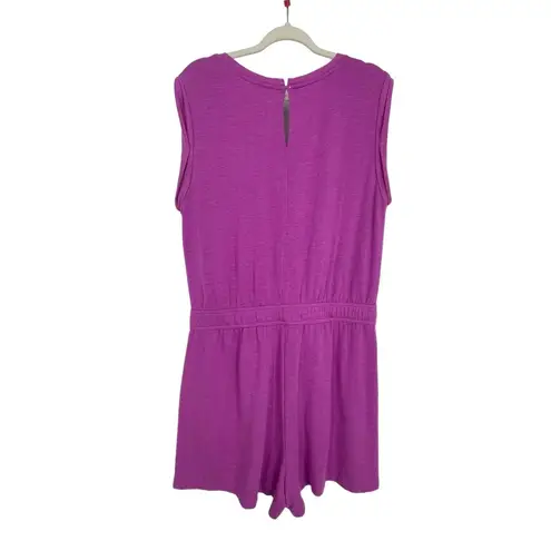 Lou and Grey Women's Scoop Neck Sleeveless Fushia Terry Romper W/ Pockets Large Purple