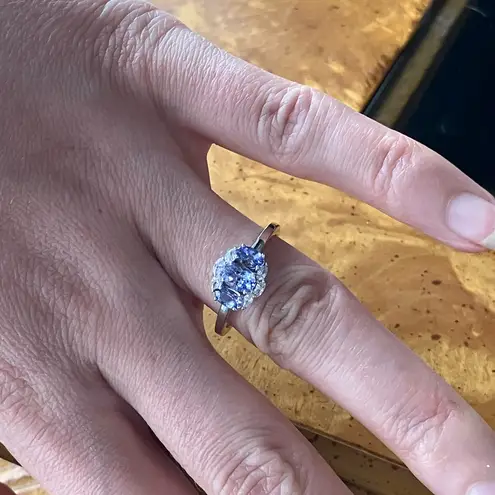 Natural Tanzanite Sterling Silver Ring Size 7.75