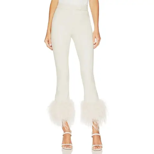 LAMARQUE Pagetta Faux Leather Pant in Bone Small Womens Vegan feathers