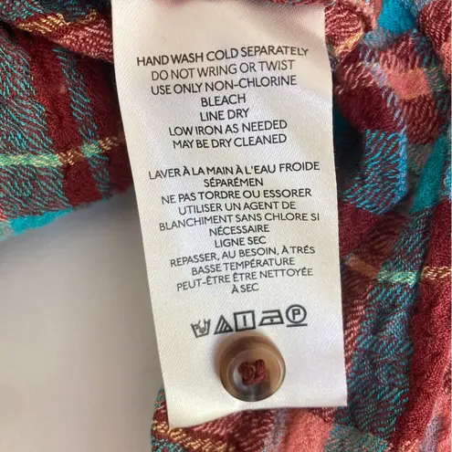 Pilcro Anthropologie Plaid Long Sleeve Buttondown Shirt in Coral