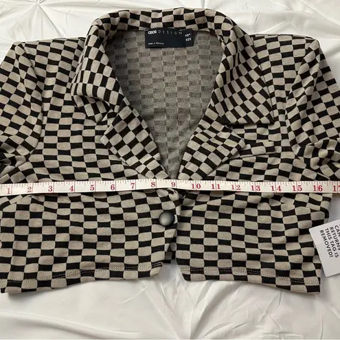 ASOS  Design Jersey Crop Suit Blazer in Checkerboard Print - Image 8