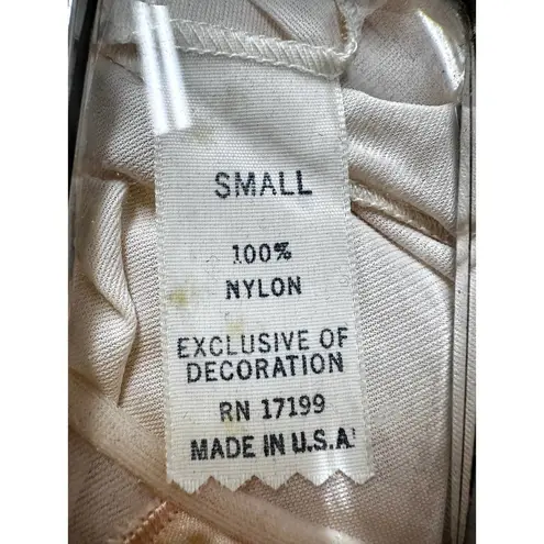 Sheer Pink Nylon Chiffon VTG Ladies Nightgown Appliques 1950s Small