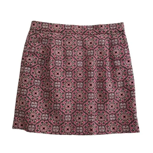 JCREW COTTON BASKET WEAVE PRINT PATTERN MINI SHORT SKIRT 4 Pink