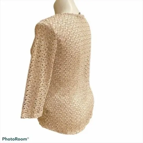 JM Collection gold brocade blouse Size large