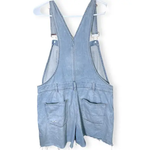 Gap  Distressed Light Wash Slouchy Fit 100% Cotton Denim Overall Shorts