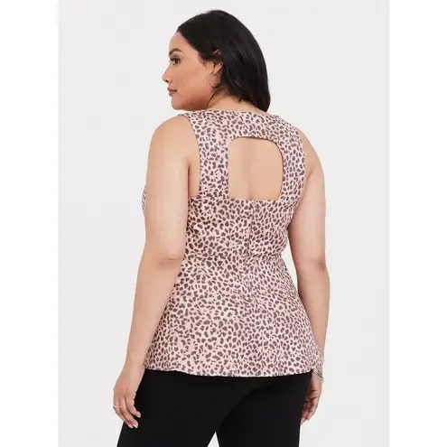 Torrid  Womens Top Size 2 2X 18 20 Pink Gray Leopard Sateen Peplum NEW