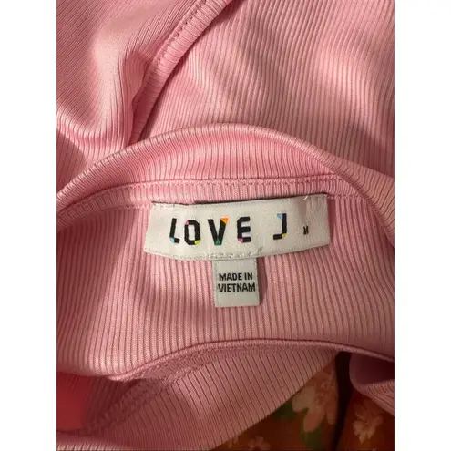 Love j Pink Ribbed Open Back Tie Crop Top – Size M