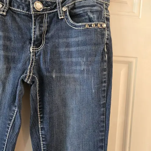 Twelve K Y2K Rhinestone Jeans Women's Size 9 Low Rise Vintage 12K Embellished Blue