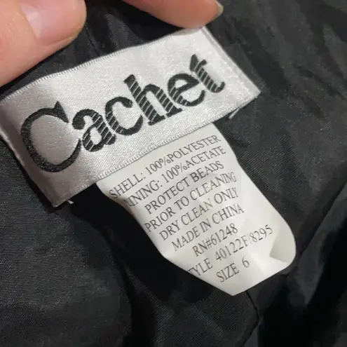 Vintage 90s Beaded Black Floor Length Formal Dress Size 6