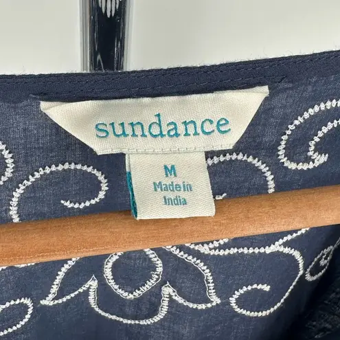 Sundance Palace Tunic Slate Blue Beaded Embroidered size M Medium Elbow Sleeve