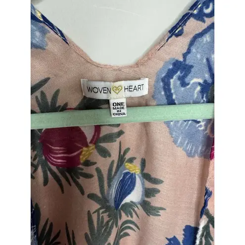 Woven Heart  Pink floral Gauze Boho Ruana Wrap Summer Lightweight O/S