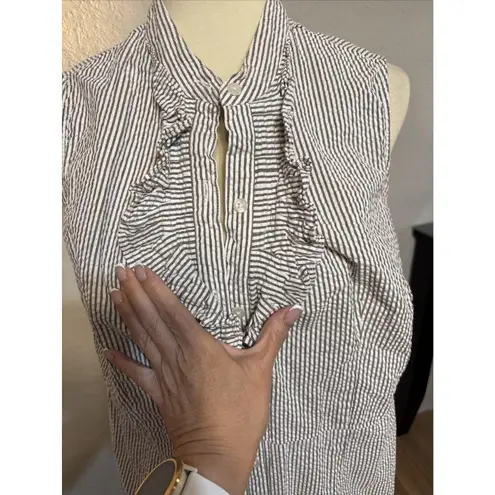 Kate Hill Women's Sleeveless Cotton White Gray Stripe Size 14W