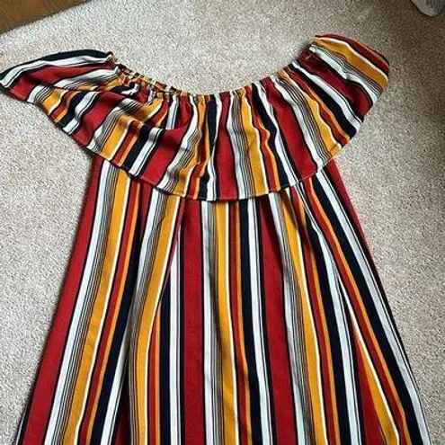 Espresso Rust Multicolored Midi Off The Shoulder Ruffled Neckline Shift Dress Size XXL - Image 2