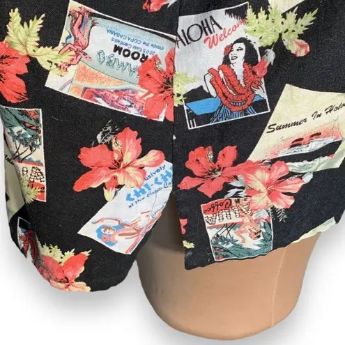 Vintage Copa Cabana Shirt Black Camp Collar Hawaiian Floral Print Short Sleeve Size undefined