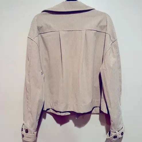 Avec Les Filles NEW CORDUROY CREAMY BEIGE OVERSIZED CROPPED JACKET M
