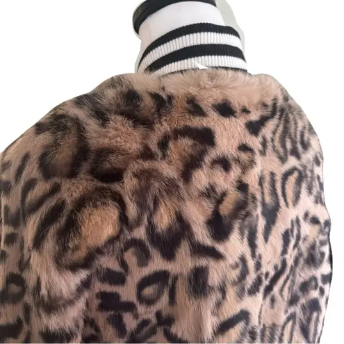 NWT Metric Knits Rabbit Fur Leopard Print Bomber Jacket | XS Brown