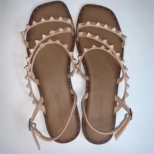 Sincerely Jules Women's Strappy Studded Sandals Beige Size 8.5 Summer Casual Tan