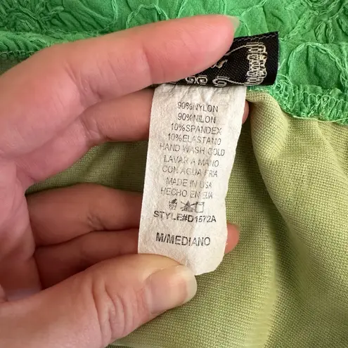 Glam Y2K Vintage Green Embroidered Floral Halter Dress Made in USA Size M