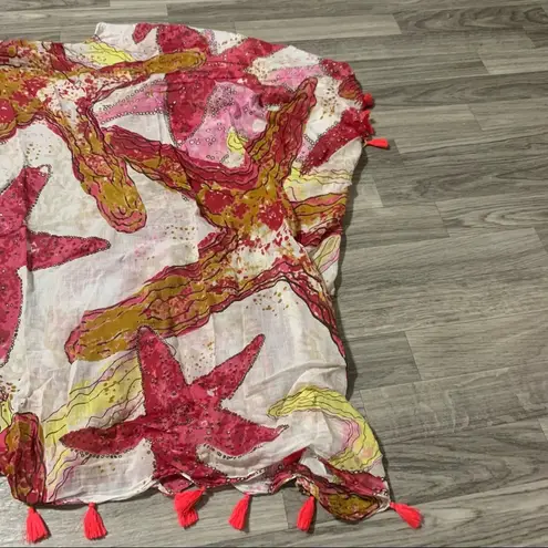 Paradise USA Star fish Red Yellow with Neon Pink Tassels Swim Suit Cover Up Size undefined