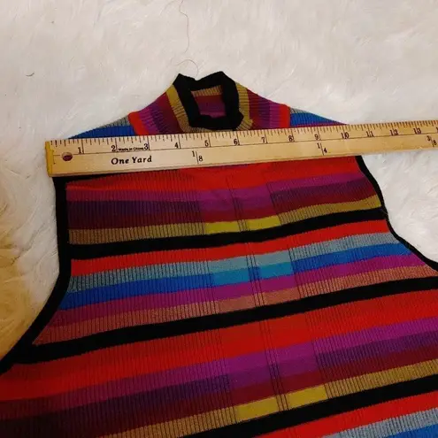 Evie Striped Stripes Sleeveless Collar Shirt Size Medium Silk Viscose Cute Red