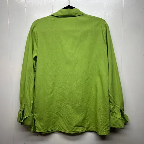 Worthington  Vintage Line Cotton Lime Green Button Front Womens Shirt Size Small