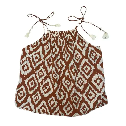 Haute Hippie  orange white ikat embroidered tank top women’s size large