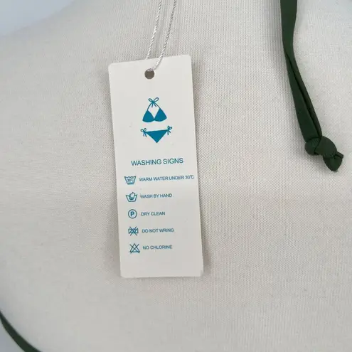 Beachsissi Halter Neck Bikini Top Ruched Bottom Olive Green Size Medium NWT