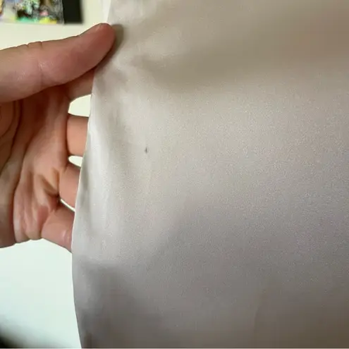 Never Fully Dressed by ASOS Champagne Satin Midi Wrap Shirt Dress Size 8 Gold