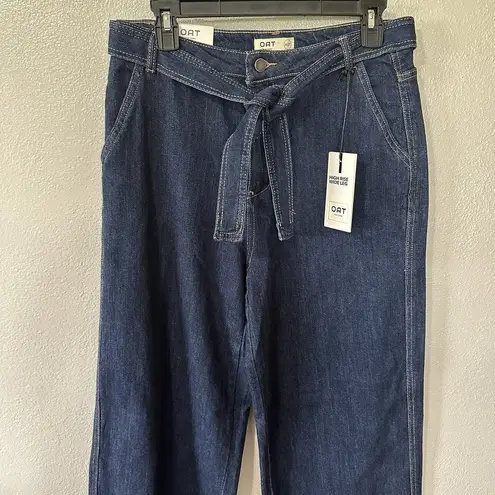 Oat New York High Rise Wide Leg Trouser Dark Wash Jeans Belted Size 4/27 NWT Blue