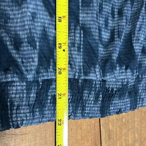 CHAPS  DENIM sz XS blue elastic neck& hemline multicolor pullover blouse 3/4 slvs