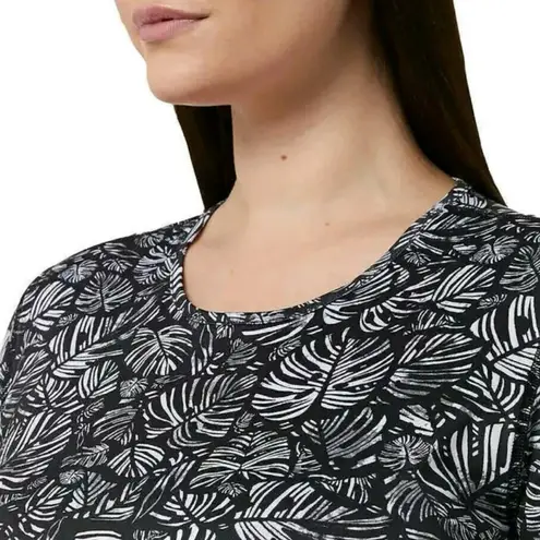 32 Degrees Heat 32 Degrees Top Women UPF 50+ Long Sleeve Sun Tee Black Palm Leaves Size Medium