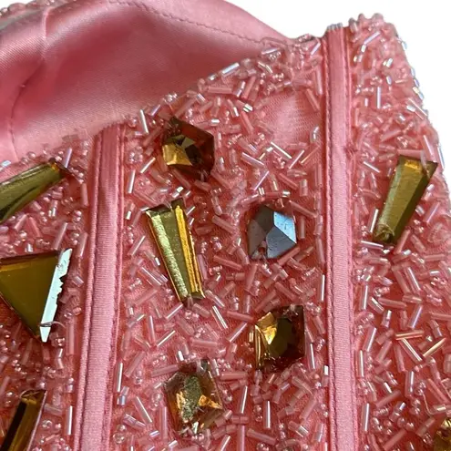 Issue New York Strapless Beaded Mini Dress Party Vintage Retro Size 4 Women's Pink