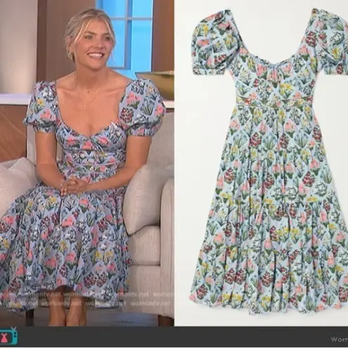 Agua Bendita Palmera Magdalena Dia Floral Midi Dress Multicolor Size Large NWT Blue