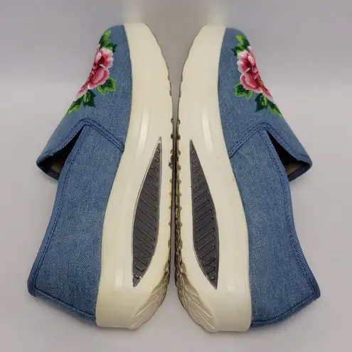 Blue Canvas Denim Floral Embroidered Slip