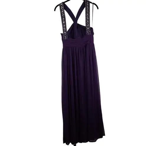 XScape Purple rhinestone studded evening dress Size 6