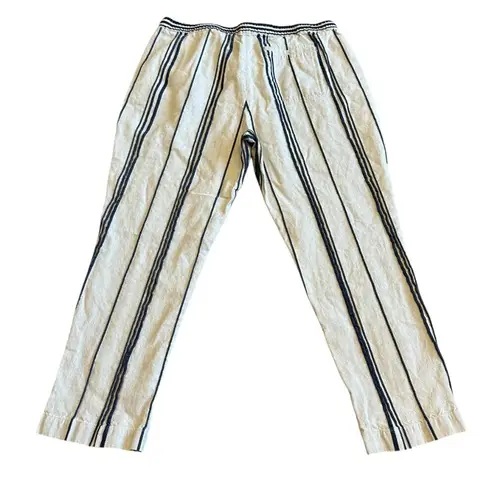 Soft Surroundings Bartley Linen Cotton Blend Pants Cropped Stripe Size Large