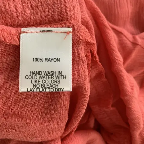 Harlowe $ Graham Harlowe & Graham Womens Size Small Coral Pink Gauze Ruffle Blouse Top