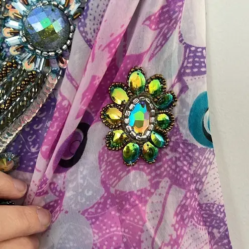 Solitaire by Ravi Khosla Jewel & Bead Encrusted swim coverup Small ◼️