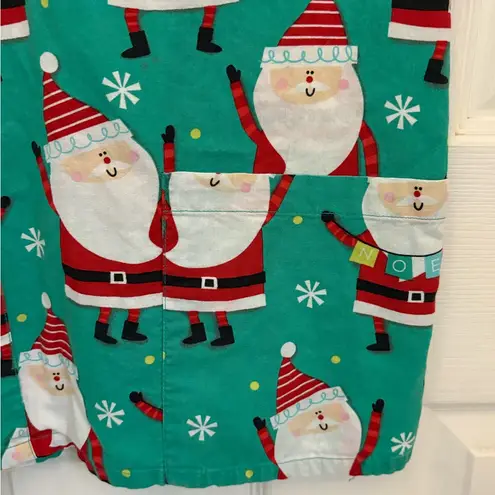 Tafford Uniforms Women’s Santa Print Short Sleeve Scrub Top Green