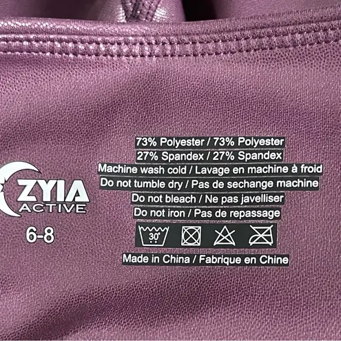 Zyia Active High Waist Shimmer Metallic Leggings Women’s Size 6-8 Plum Athletic