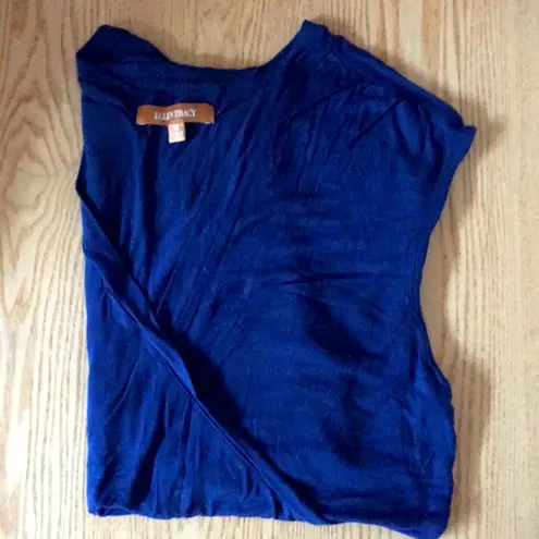 Ellen Tracy Navy Blue Semi-Sheer Top Medium